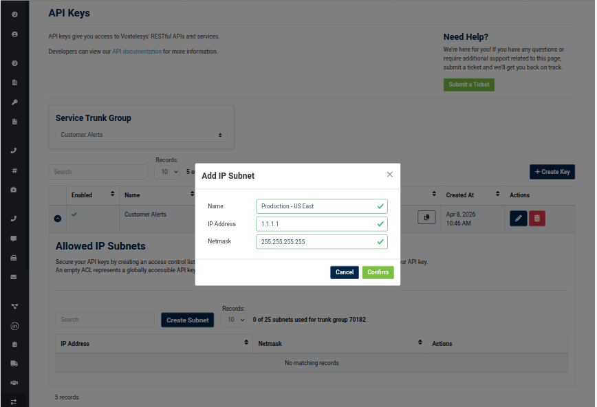 Add IP Subnet