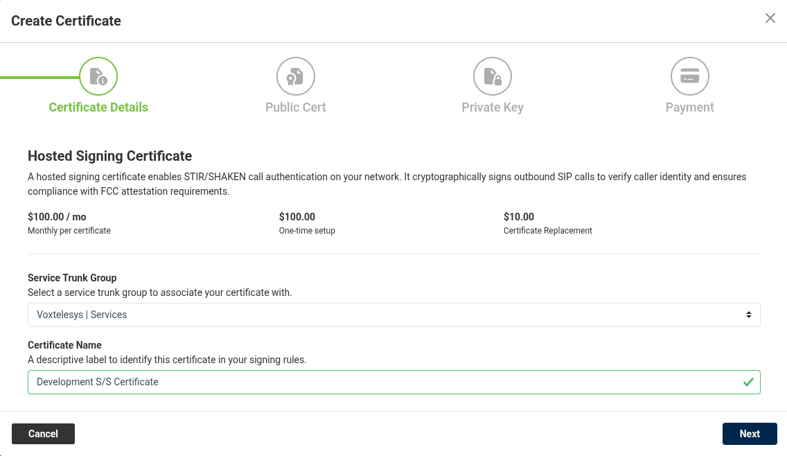 Create Certificate