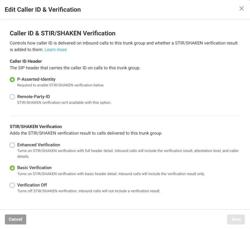Edit Caller ID &amp; Verification