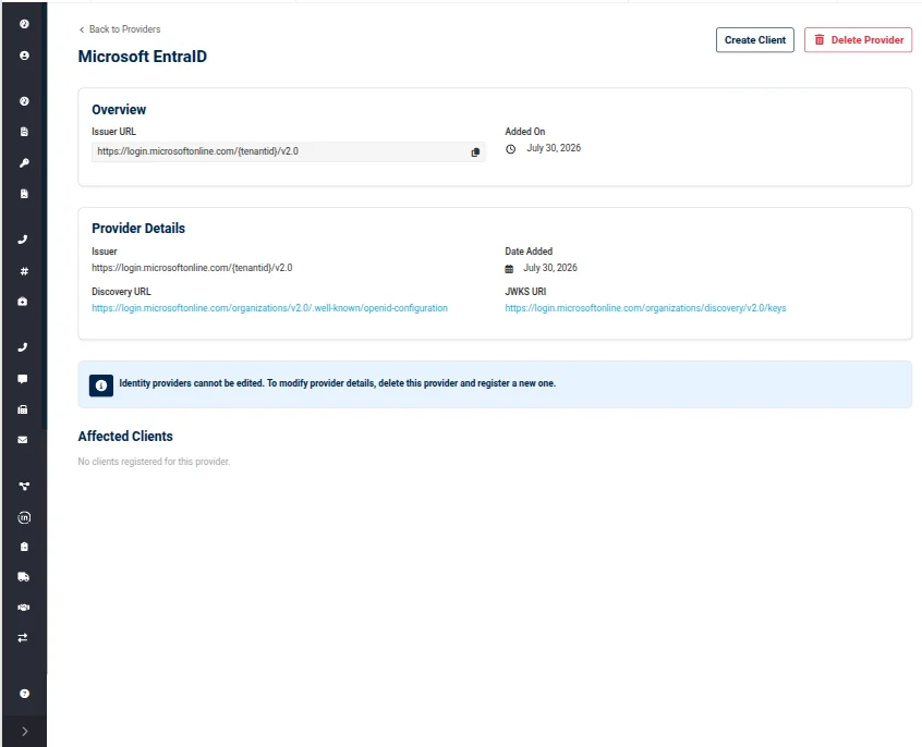 Identity Provider Details